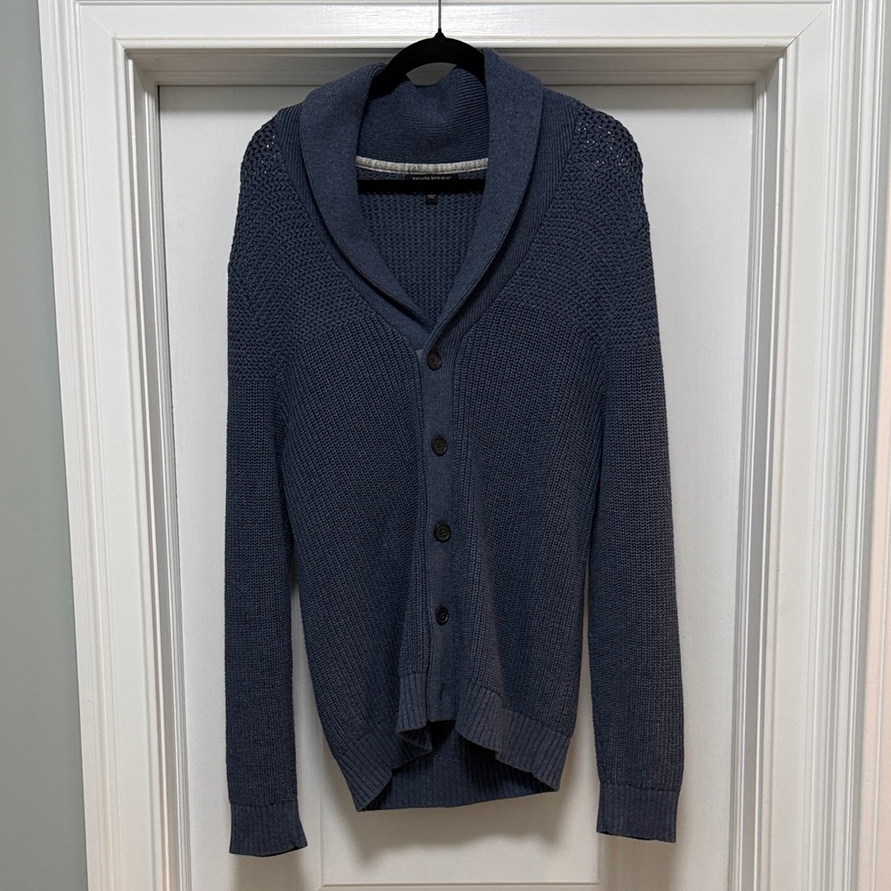 Banana Republic Men’s Blue Shawl Collar Cardigan Sweater